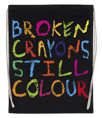 Broken Crayons Still Colour Schwarzer Wiederverwendbarer Sportsack Aus Baumwolle von Suzetee
