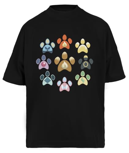 Eeveelution Pfotenabdrücke Schwarzes Oversize-T-Shirt Baggy Unisex-T-Shirt von Suzetee