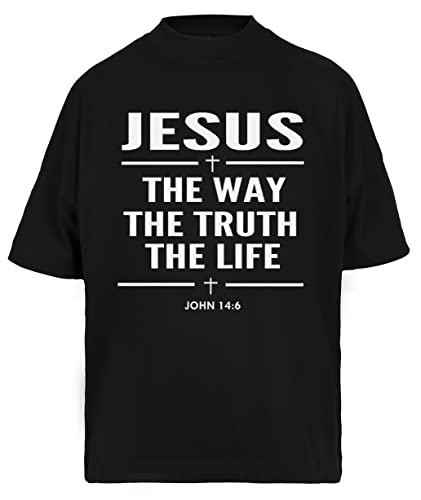 Jesus The Way The Truth The Life John 146 Schwarzes Oversize-T-Shirt Baggy Unisex-T-Shirt von Suzetee