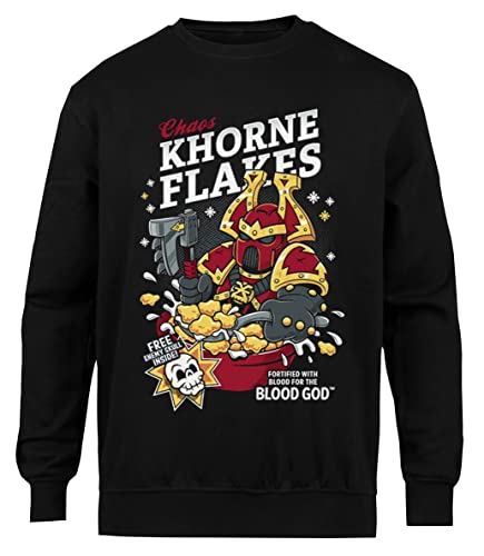 Suzetee Chaos Khorne Flakes Jersey Cuello Redondo Unisex Negro von Suzetee