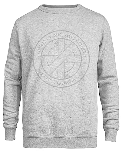 Suzetee Crass - There is No Authority But Yourself Grauer Unisex-Pullover Mit Rundhalsausschnitt von Suzetee