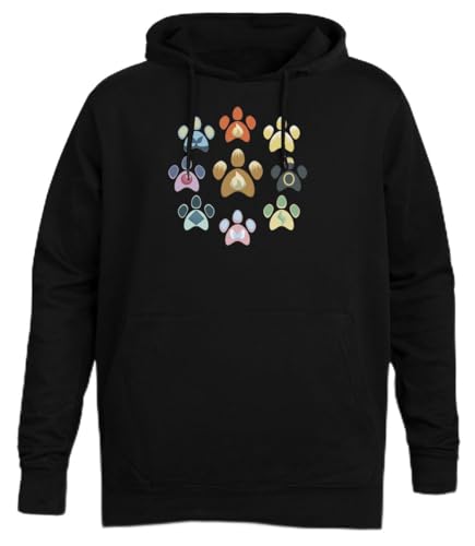Suzetee Eeveelution Pfotenabdrücke Schwarzer Unisex-Hoodie-Kapuzenpullover von Suzetee