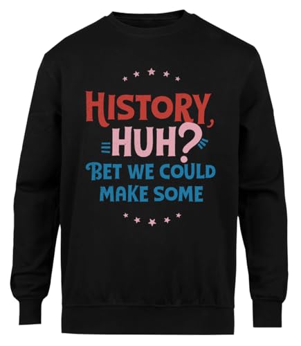 Suzetee History Huh Red White and Royal Blue Schwarzer Unisex-Pullover Mit Rundhalsausschnitt von Suzetee