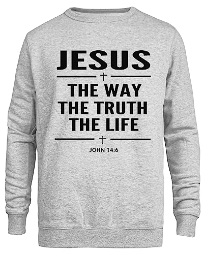Suzetee Jesus The Way The Truth The Life John 146 Grauer Unisex-Pullover Mit Rundhalsausschnitt von Suzetee