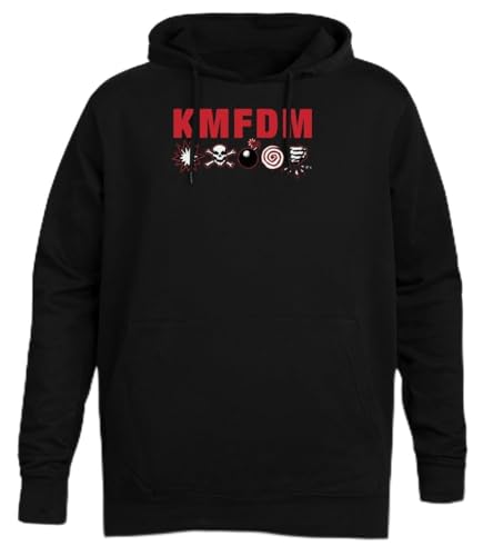 Suzetee KMFDM Symbols Schwarzer Unisex-Hoodie-Kapuzenpullover von Suzetee