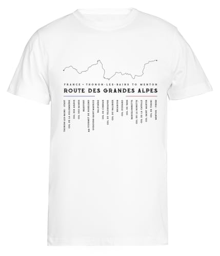 Suzetee Route des Grandes Alpes France Weißes Kurzarm-T-Shirt Herren T-Shirt von Suzetee