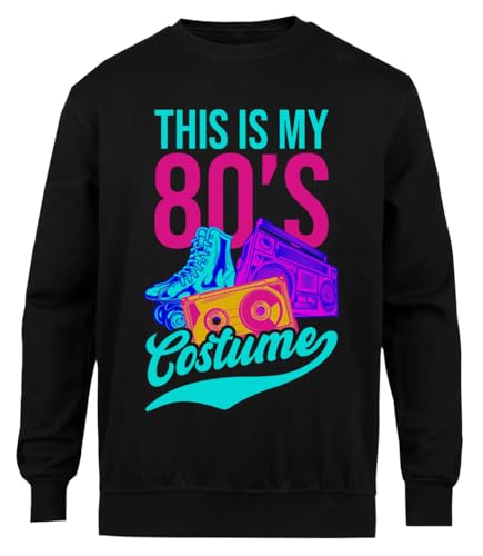 Suzetee This is My 80s Costume 1980s Halloween Party Schwarzer Unisex-Pullover Mit Rundhalsausschnitt von Suzetee