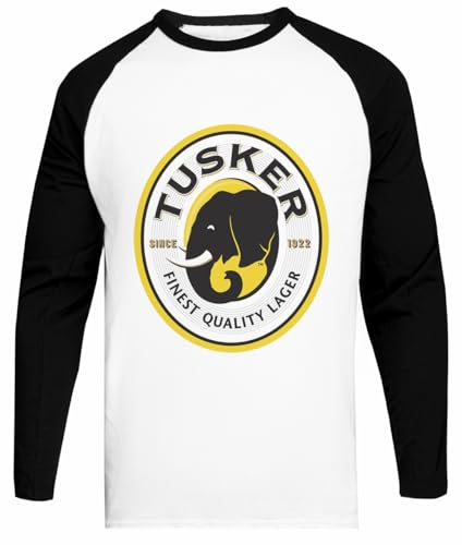 Tusker Beer Weißes Baseball-T-Stück Schwarz-Hülsen-Unisex-T - Shirt von Suzetee