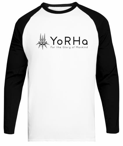 Yorha Black Weißes Baseball-T-Stück Schwarz-Hülsen-Unisex-T - Shirt von Suzetee