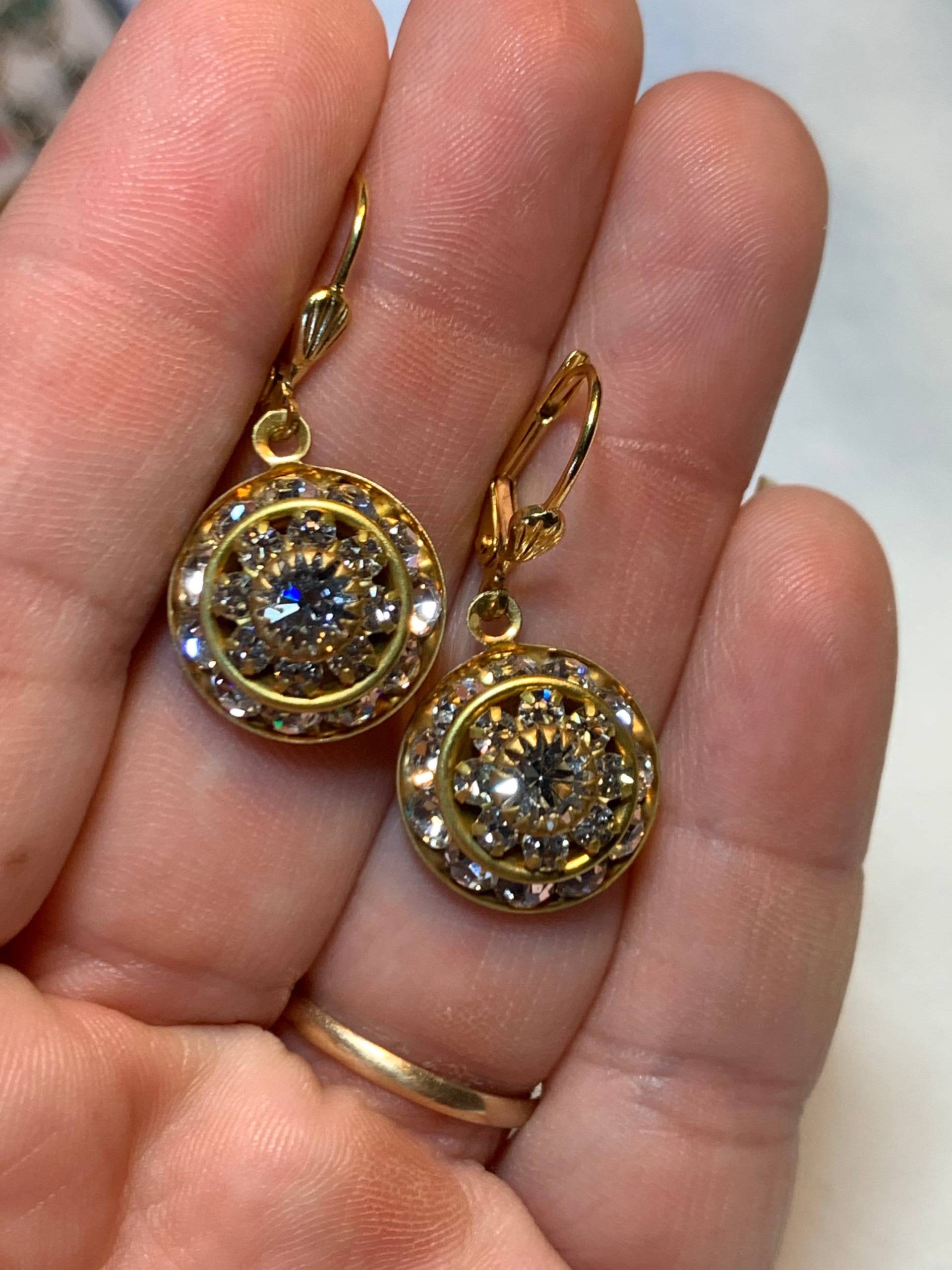 Vintage Swarovski Kristall Ohrringe Vergoldete Messingbrisuren von SuzieQsGiftShop