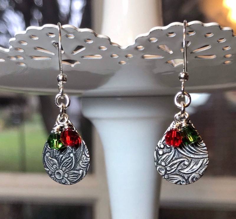 Weihnachtsstern Ohrringe/Weihnachtsohrringe/Mistelzweigohrringe/Winterohrringe/Swarovski Kristallohrringe von SuzieQsGiftShop