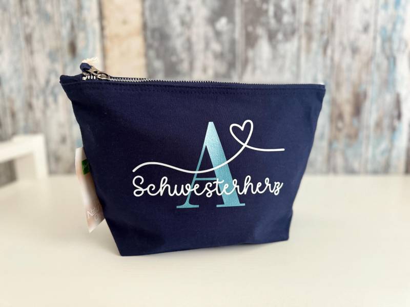 Kosmetiktasche „Abc Mit Herz" - Geschenk Für Frauen Und Mädchen Dein Text Personalisierte Tasche von SuzisHandmadeDesign