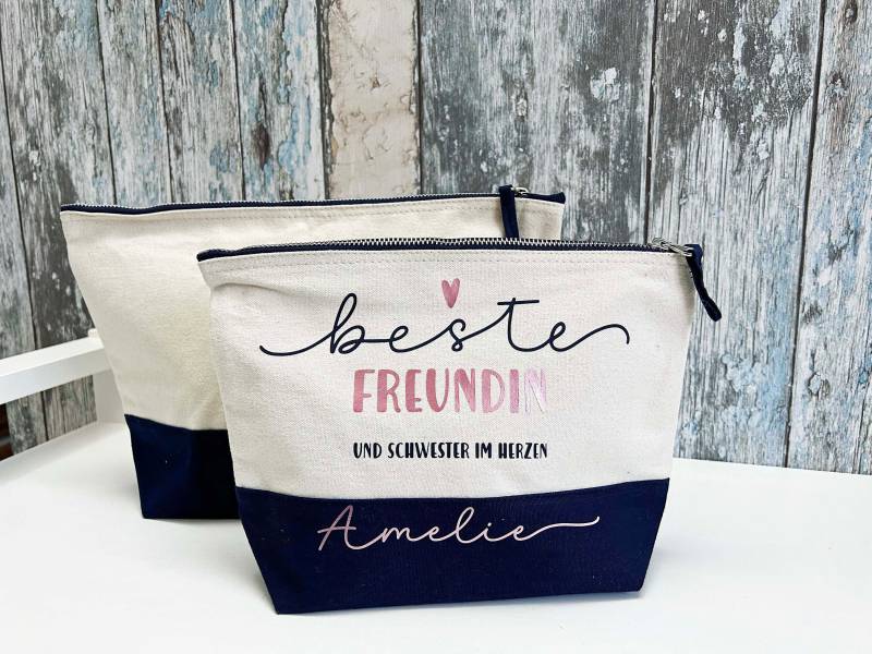 Kosmetiktasche „Beste Freundin" - Geschenk Für Frauen Und Mädchen Personalisierte Tasche von SuzisHandmadeDesign