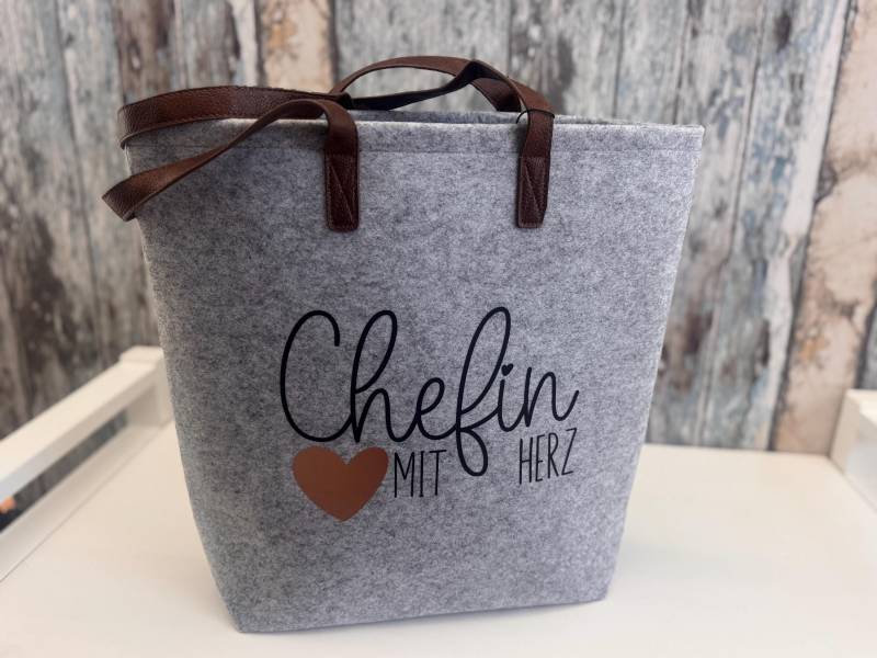 Personalisierte Filztasche "Chefin Mit Herz" Personalisiertes Geschenk Für Alle Berufe - Auch Als Set Erhältlich Personalisierte Tasche von SuzisHandmadeDesign