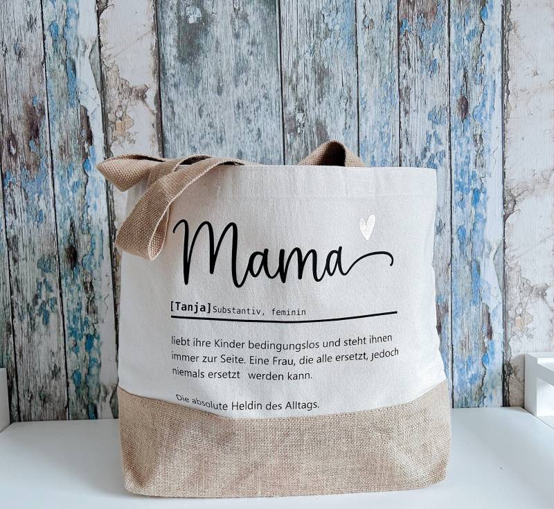 Personalisierte Jute Tasche "Mama Definition" Personalisiertes Geschenk Für Mama - Verschiedene Größen von SuzisHandmadeDesign