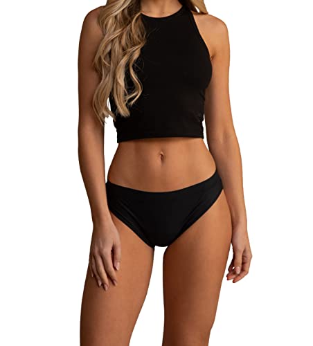 Schwarze Periodenhose von TOTM. Bikini- oder Full-Slip-Styles, Bikini, schwarz, 10-12 von Suzy & Me