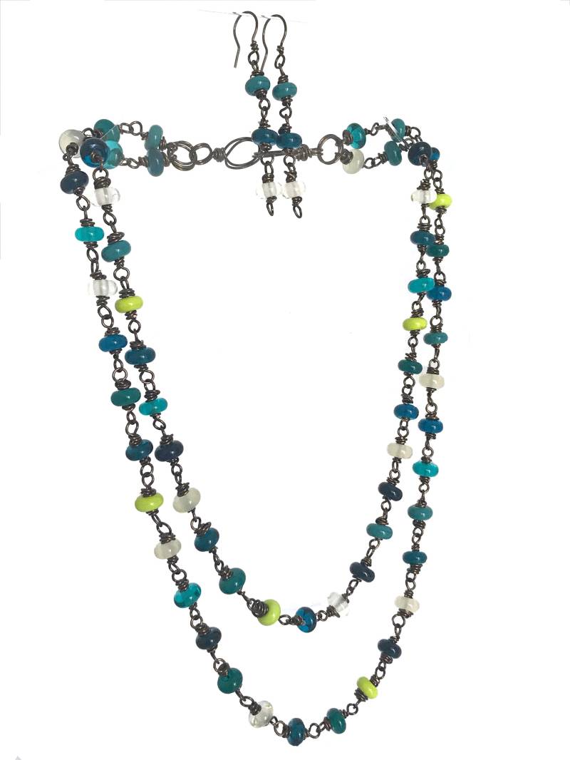 Handgefertigte Glasperlen Kette Und Ohrring Set Antiker Kupferdraht Handgefertigte Glasperlen Kette Und Ohrring Set Antiker Kupferdraht von SuzyHannabuss
