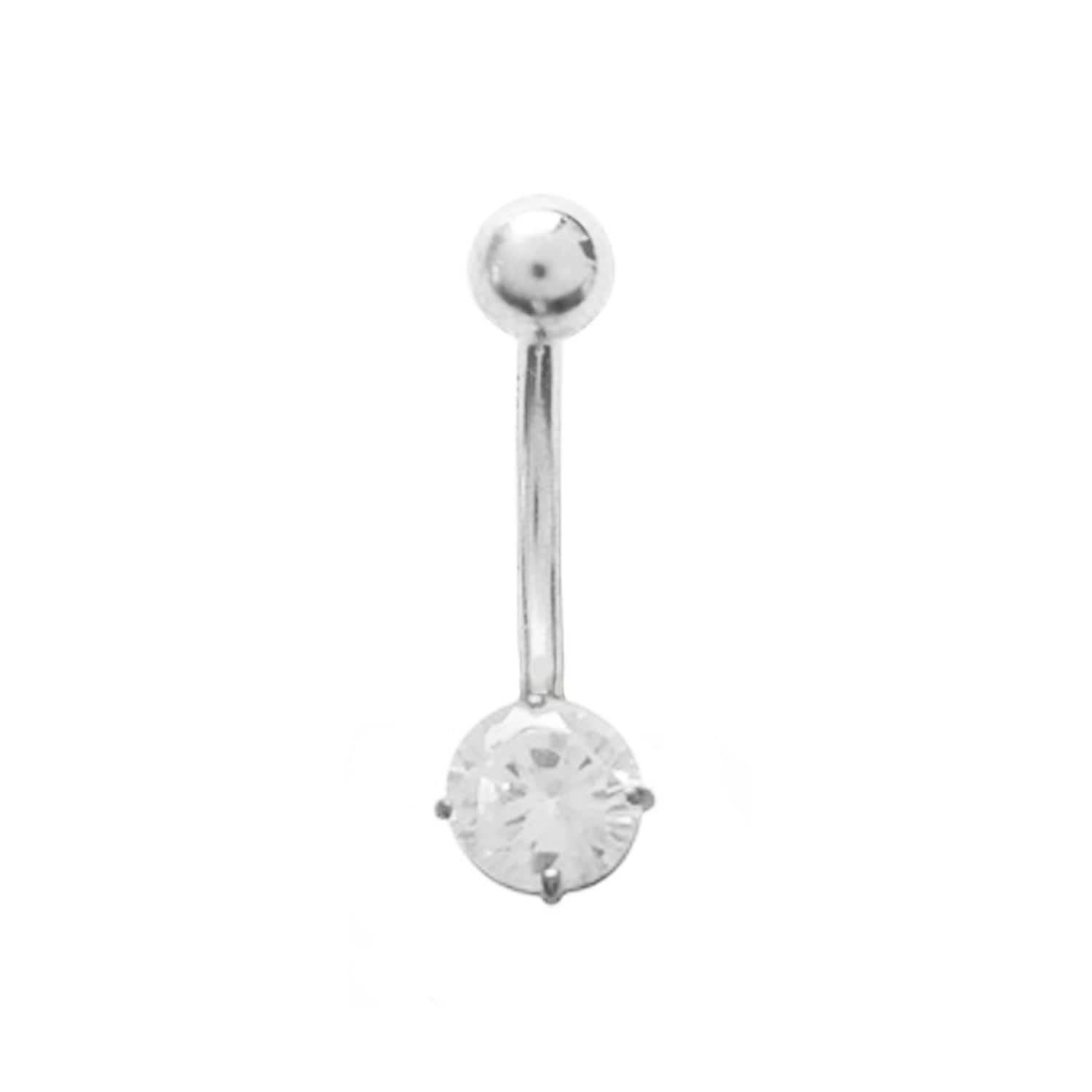 14K Weißgold Cz Zirkonia Body Art Bauchnabel Nabelring von SuzySilvershop