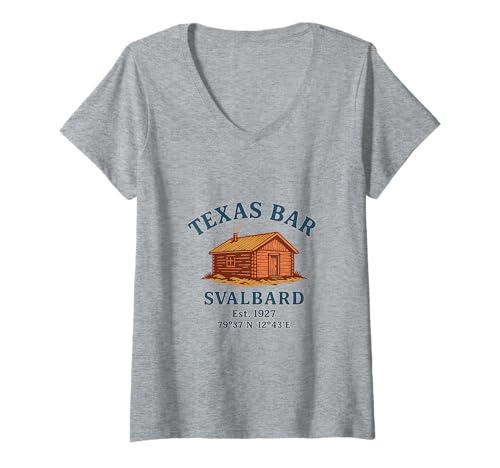 Damen Svalbard Texas Bar Reise Kreuzfahrt Geschenk Norwegen 1927 T-Shirt mit V-Ausschnitt von Svalbard 1927 Merch Norway