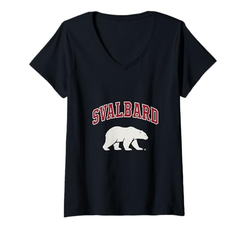 Damen Svalbard Norwegen Reise Kreuzfahrt Geschenk Eisbär Nordpol T-Shirt mit V-Ausschnitt von Svalbard Merch Norway