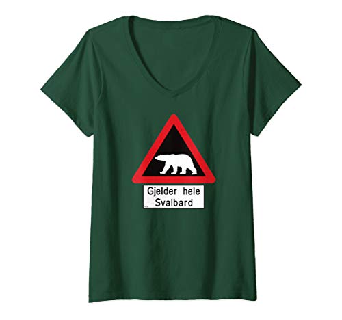 Damen Svalbard Eisbär Spitsbergen Norwegen | Gjelder hele Svalbard T-Shirt mit V-Ausschnitt von Svalbard T-Shirt Co.