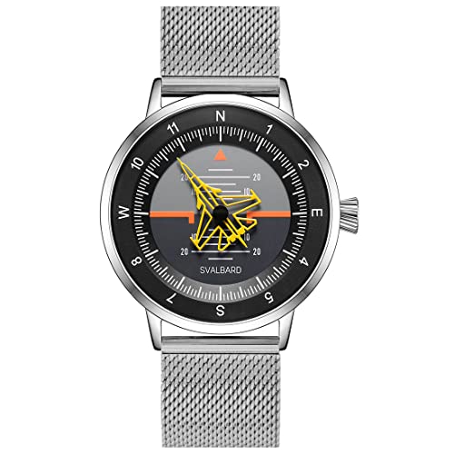 Svalbard Flight Swiss Quarz Stahl Grau Pilot Single Hand Uhr Herren, grau von Svalbard