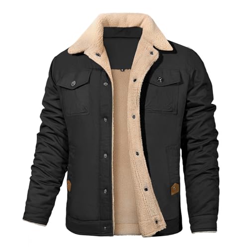 Svanco Bomberjacke Herren Winter Pilotenjacke Gefüttert Winterjacke Lang Warm Thermojacke Dicke Fleecejacke Outdoor Fliegerjacke mit 5 Taschen von Svanco