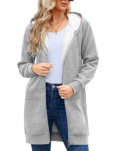 Svanco Damen Hoodie Kapuzenpullover Sweatshirt Langarm Pullover Langen Mantel Jacke Tops Outwear für Herbst und Winterr Classics Causal Zipper Fleece Extra Lang 2 Taschen Svanco Damen Hoodie Kapuzenpullover Sweatshirt Langarm Pullover Langen Mantel Jacke Tops Outwear für Herbst und Winterr Classics Causal Zipper Fleece Extra Lang 2 Taschen von Svanco