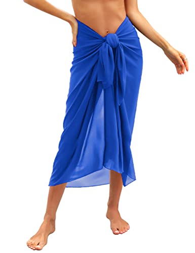 Svanco Damen Sarong Pareo Chiffon Bikini Cover Up Vertuschen Strandtuch Wickelrock Beach Wrap Für Strand Rock Swimsuit Lang Strandkleid Multifunktional Einheitsgröße(Marineblau) von Svanco