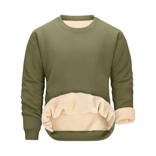 Svanco Fleece Pullover Herren Crewneck Winter Basic Sweatshirt Unifarben Pulli Warm Gefüttert Outdoorshirts mit Dicke Baumwolle Langarm Winterpullover Casual von Svanco