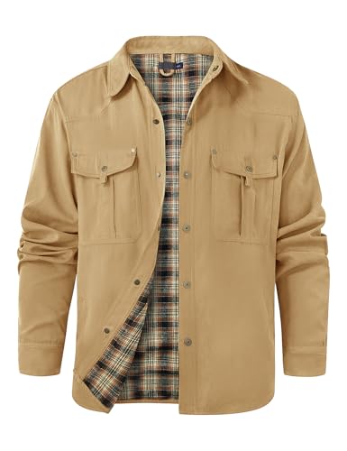 Svanco Hemdjacke Herren Leichte Sommerjacke Kariertes Futter Jacken Karo Übergangsjacke Cargo Cowboy Jacke Mit Mehreren Taschen von Svanco