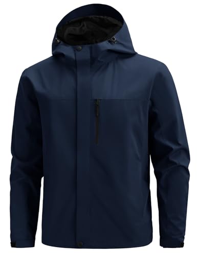 Svanco Regenjacke Herren Wasserdicht Atmungsaktiv Leicht Windjacke Outdoor Softshelljacken Lang Allwetterjacke mit Kapuze von Svanco
