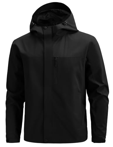 Svanco Regenjacke Herren Wasserdicht Atmungsaktiv Leicht Windjacke Outdoor Softshelljacken Lang Allwetterjacke mit Kapuze von Svanco