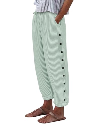 Svanco Sommerhose Damen Leicht Und Luftig, 7/8 Hose Sommer, Weite Stoffhose Dünne Musselin Hose aus Baumwolle von Svanco