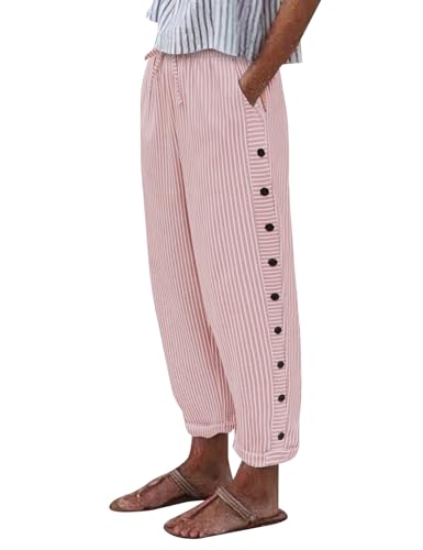 Svanco Sommerhose Damen Leicht Und Luftig, 7/8 Hose Sommer, Weite Stoffhose Dünne Musselin Hose aus Baumwolle von Svanco