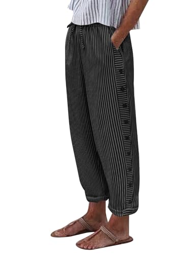 Svanco Sommerhose Damen Leicht Und Luftig, 7/8 Hose Sommer, Weite Stoffhose Dünne Musselin Hose aus Baumwolle von Svanco