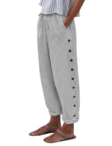 Svanco Sommerhose Damen Leicht Und Luftig, 7/8 Hose Sommer, Weite Stoffhose Dünne Musselin Hose aus Baumwolle von Svanco