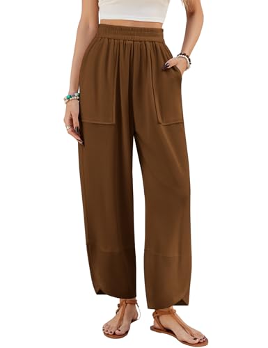 Svanco Sommerhose Damen Leicht Weite Musselin Hose Lockere Bequeme Freizeithose Baumwoll Stoffhose von Svanco
