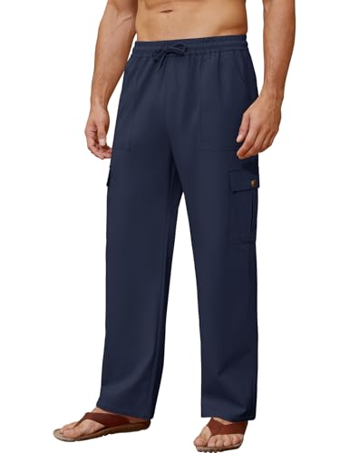 Svanco Sommerhose Herren Leichte Leinenhose Lang Freizeithose Cargo Linen Pants mit Gummizug Svanco Sommerhose Herren Leichte Leinenhose Lang Freizeithose Cargo Linen Pants mit Gummizug von Svanco