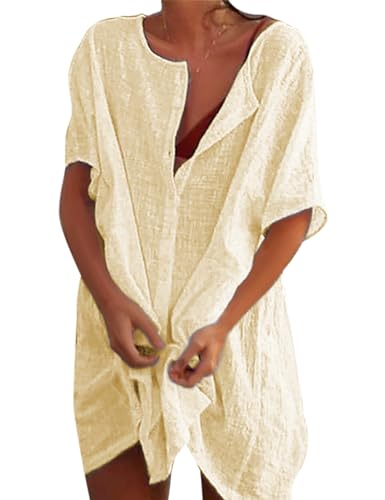 Svanco Strandkleid Damen Sommer Strandkleider Günstig Leichte Strandtunika Baumwolle Bikini Cover Up Große Größen Strandponcho Pareo Strand Shirt von Svanco