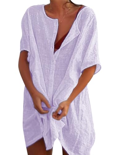 Svanco Strandkleid Damen Sommer Strandkleider Günstig Leichte Strandtunika Baumwolle Bikini Cover Up Große Größen Strandponcho Pareo Strand Shirt von Svanco
