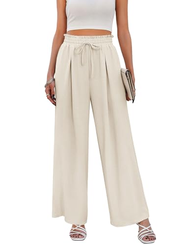 Svanco Weite Stoffhose Damen Sommer High Waist Locker Palazzo Hose Musselin Gerade Leicht Sommerhose mit Gummizug von Svanco