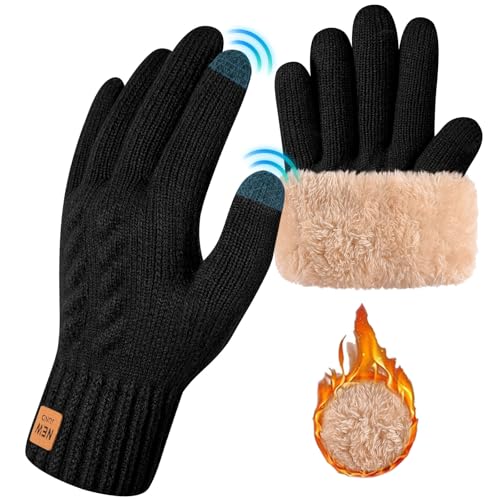 Svanco Winterhandschuhe Damen Gefüttert Handschuhe Thermo Thermal Gloves Winter Touchscreen Dicke Strick Wollhandschuhe Outdoor von Svanco
