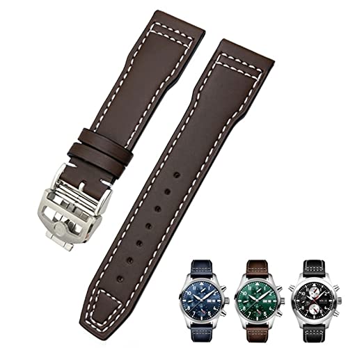 Svapo 20 mm 21 mm Rindsleder-Armband, geeignet für IWC-Fliegeruhren, Portugieser-Armbänder, Mark 18, weiches blaues Armband(Original Brown,21mm) von Svapo