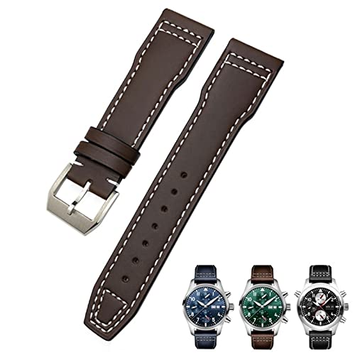 Svapo 20 mm 21 mm Rindsleder-Armband, geeignet für IWC-Fliegeruhren, Portugieser-Armbänder, Mark 18, weiches blaues Armband(Original Brown Pin,21mm) von Svapo