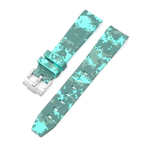 Svapo 20 mm Natur-Fluorkautschuk-Uhrenarmband mit gebogenem Ende. Ersatz für Rolex-Armband. Neue grüne Submariner Explorer 2 Rollen-Uhrenarmbänder(Digital cyan) von Svapo