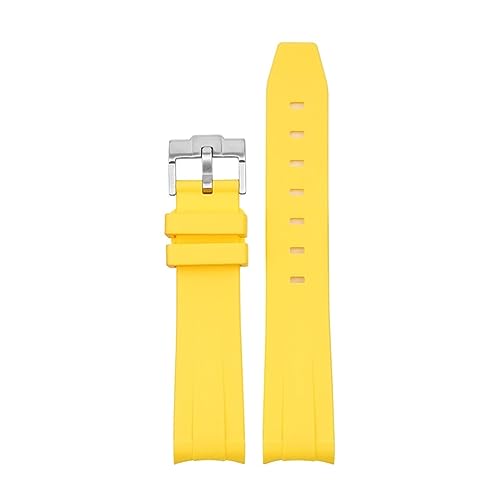 Svapo 20 mm Natur-Fluorkautschuk-Uhrenarmband mit gebogenem Ende. Ersatz für Rolex-Armband. Neue grüne Submariner Explorer 2 Rollen-Uhrenarmbänder(Yellow) von Svapo