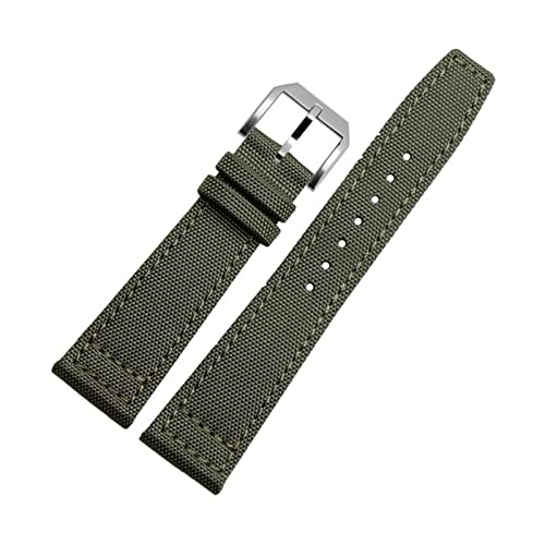 Svapo 20 mm Uhrenarmbänder für IWC Pilot Portugieser Portofino Nylon Canvas Uhrenarmbänder Grün Blau Grau Schwarz Uhrenarmbänder Armbänder(Dark Green-Silvery,22mm) von Svapo