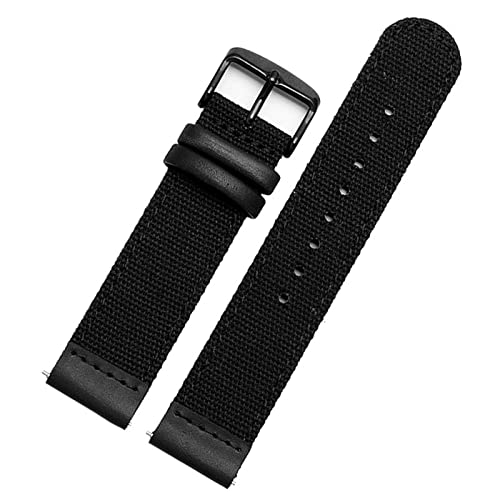 Svapo 20 mm echte Lederarmee Grüne Nylon Sportgurt Canvas Schnellveröffentlichung Herren Armband Uhrenband für Timex TW4B14200 | 14100 | 14000(Black black buckle) von Svapo