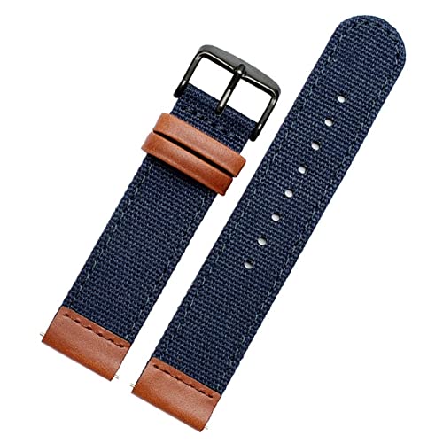 Svapo 20 mm echte Lederarmee Grüne Nylon Sportgurt Canvas Schnellveröffentlichung Herren Armband Uhrenband für Timex TW4B14200 | 14100 | 14000(Blue black buckle) von Svapo